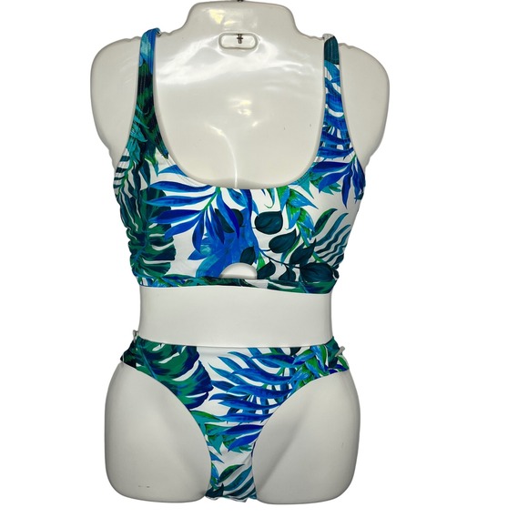 Sunsets‎ Swimwear Bikini Set Floral Print Two Piece Swim Suit Blue Green M - Picture 1 of 6